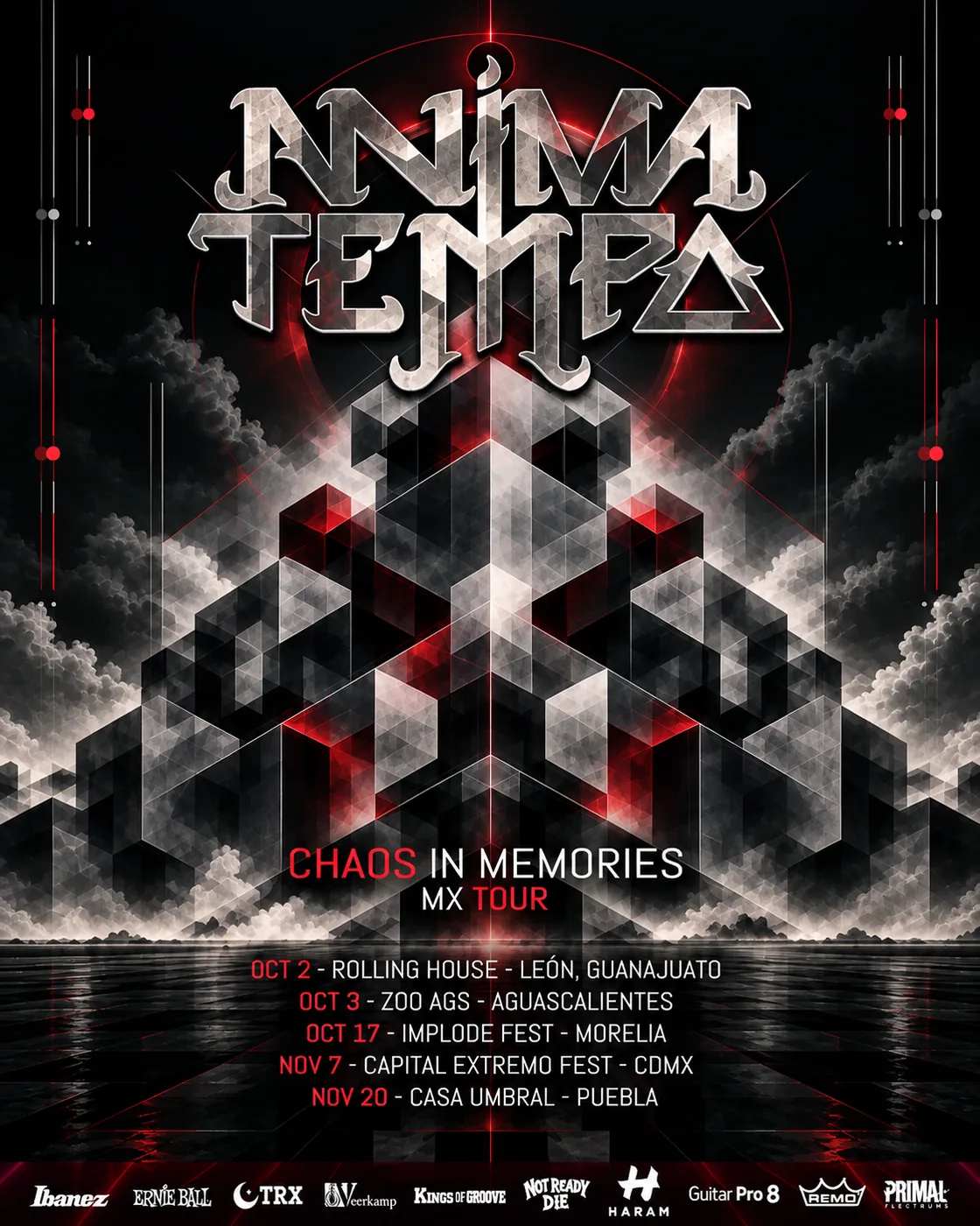 Cartel de la gira Chaos in Memories MX Tour de Anima Tempo